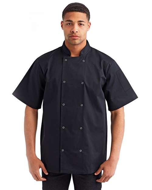Unisex Ten Studded Front Short Sleeve Chef Coat