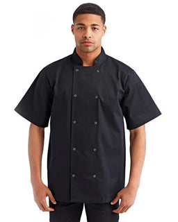 Unisex Ten Studded Front Short Sleeve Chef Coat