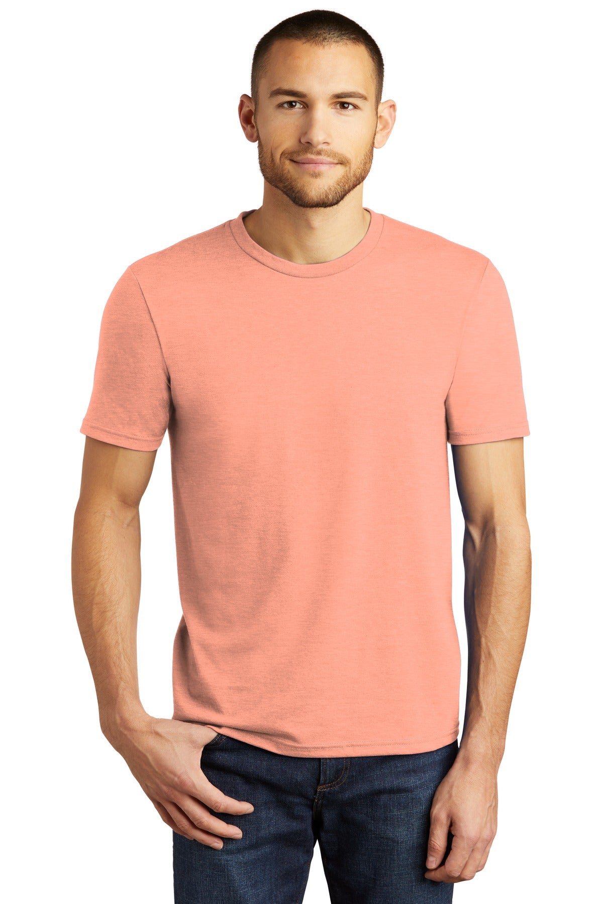District  ®  Perfect Tri ® Tee. DM130 - Heathered Dusty Peach