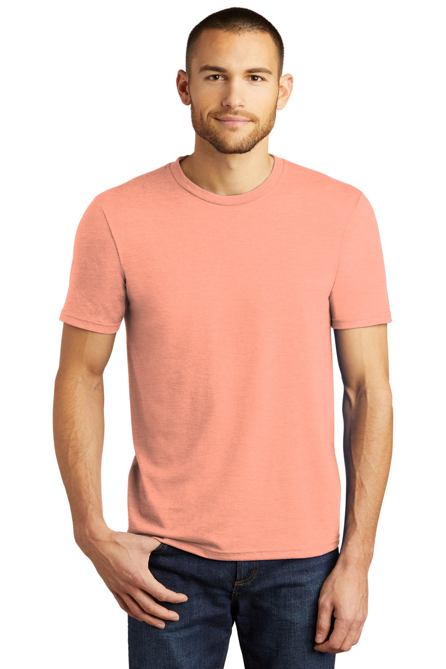 District  ®  Perfect Tri ® Tee. DM130 - Heathered Dusty Peach