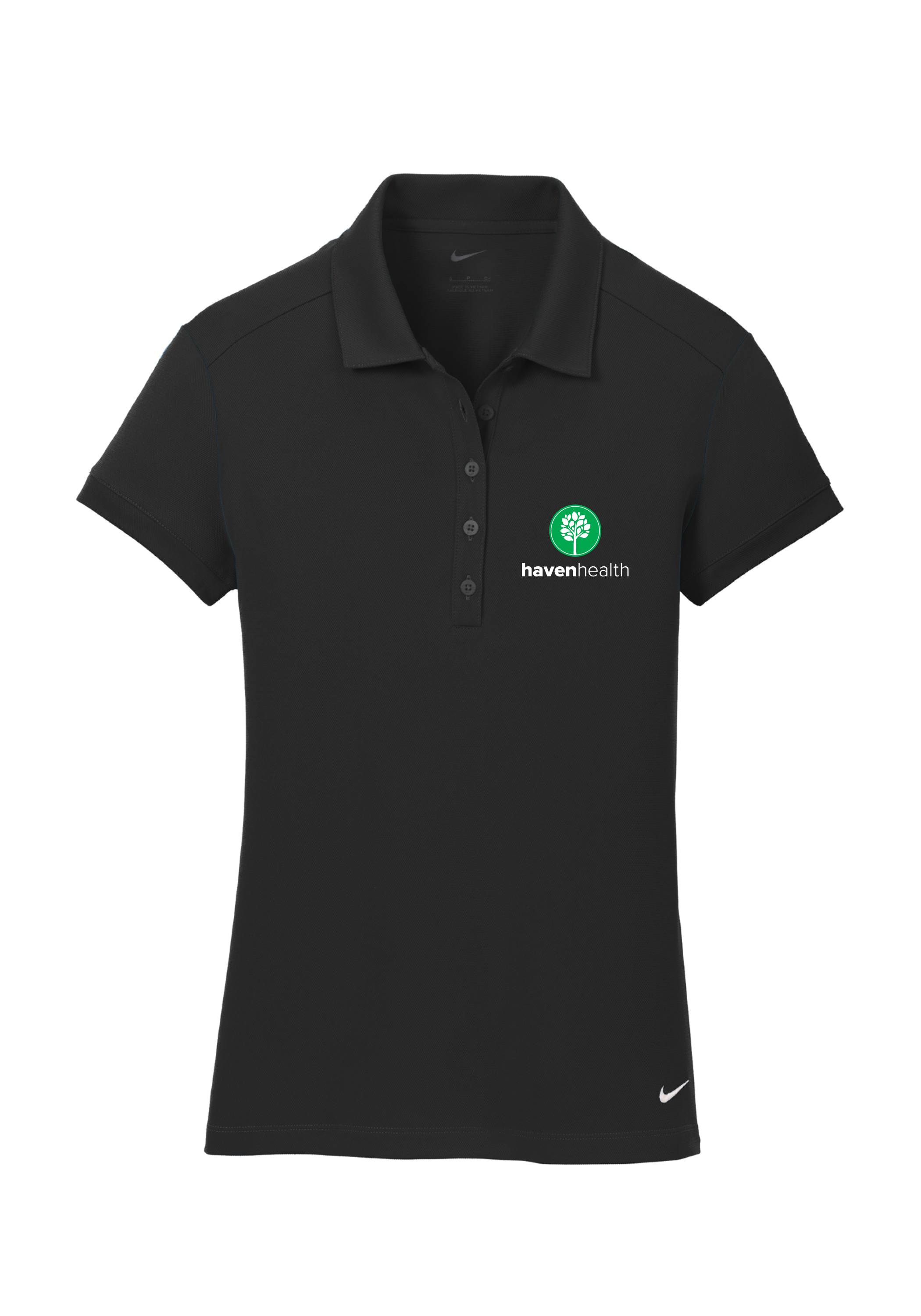 HAVEN HEALTH - Nike Women's Dri-FIT Solid Icon Pique Modern Fit Polo (BLACK)