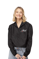 Moxy Lightweight Quarter-Zip Pullover Crop Windbreaker - SOLID BLACK