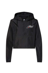 Moxy Lightweight Quarter-Zip Pullover Crop Windbreaker - SOLID BLACK