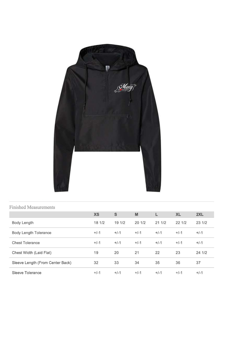 Moxy Lightweight Quarter-Zip Pullover Crop Windbreaker - SOLID BLACK