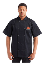 MONUMENT HEALTH - Reprime - Ten Studded Front Chef Short Sleeve Coat (BLACK)