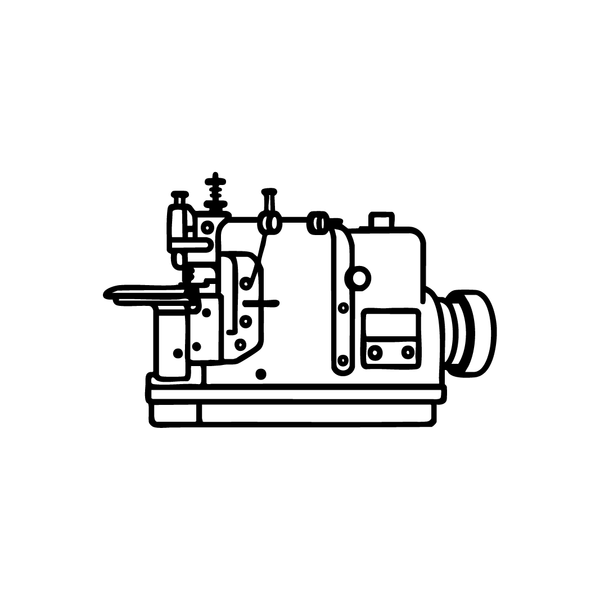 Line drawing of a patch machine on a white background