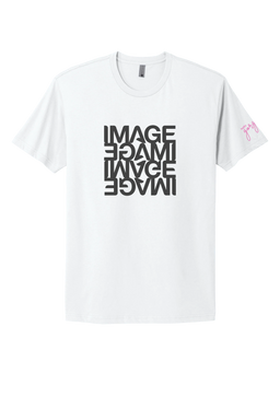 White IMAGE T-shirt (Pink 'Hello Gorgeous' Sleeve)