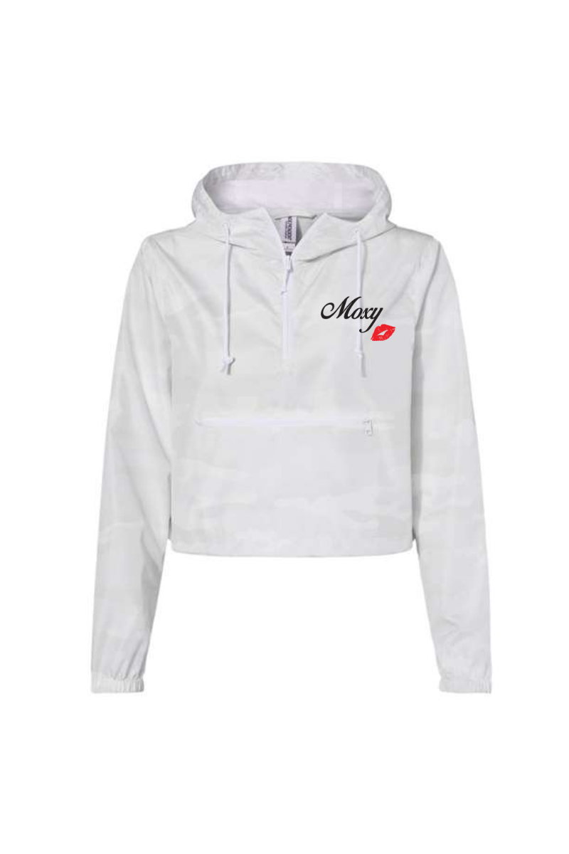 Moxy Lightweight Quarter-Zip Pullover Crop Windbreaker - WHITE CAMO